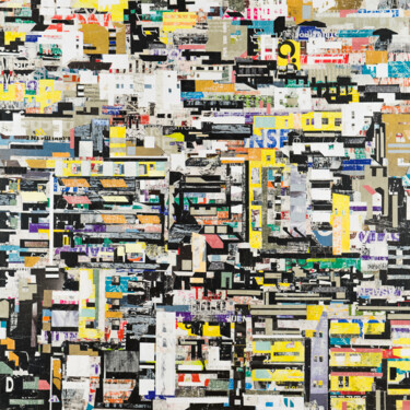 Collages titled "City 05" by Christian Schanze, Original Artwork, Collages Mounted on Wood Panel