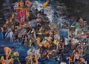 Collages getiteld "Noahs Ark" door Christian Schanze, Origineel Kunstwerk, Collages Gemonteerd op Aluminium