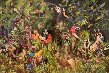 Colagens intitulada "Bungle in the jungle" por Christian Schanze, Obras de arte originais, Colagens Montado em Alumínio