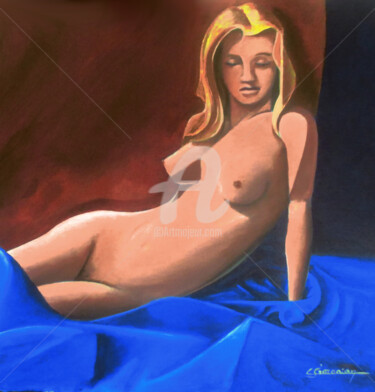 Peinture intitulée "Jeune femme regarda…" par Christian Simonian, Œuvre d'art originale, Acrylique