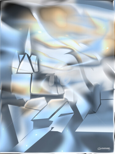 Grafika cyfrowa / sztuka generowana cyfrowo zatytułowany „Village en hiver” autorstwa Christian Simonian, Oryginalna praca,…