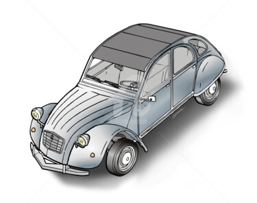 Digitale Kunst mit dem Titel "2 cv Citroen" von Christian Simonian, Original-Kunstwerk, 2D digitale Arbeit