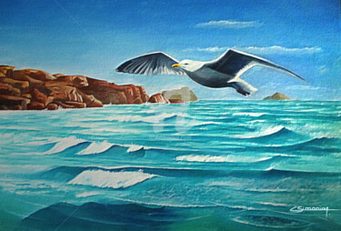 Malerei mit dem Titel ""Mes ailes font des…" von Christian Simonian, Original-Kunstwerk, Öl