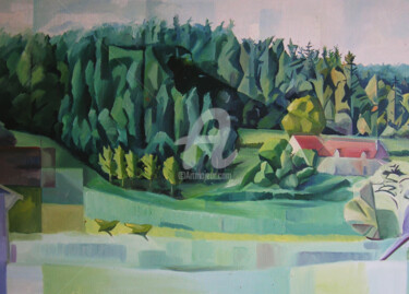 Картина под названием "Forêt de l'Hermitiè…" - Christian Simonian, Подлинное произведение искусства, Масло