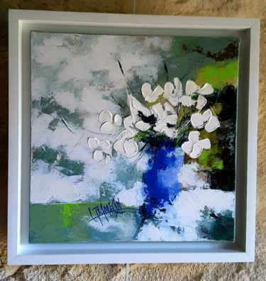 Painting titled "le-vase-bleu." by Christian Trameçon, Original Artwork, Acrylic