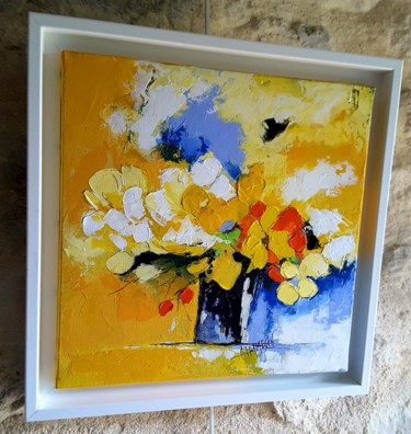 Painting titled "composition-florale" by Christian Trameçon, Original Artwork, Acrylic