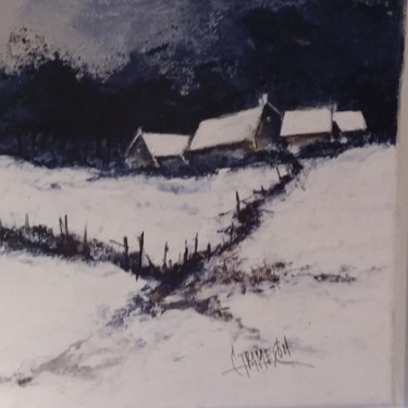Peinture intitulée "hameau en Combraill…" par Christian Trameçon, Œuvre d'art originale, Acrylique