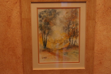 Painting titled "sous -bois en Auver…" by Christian Trameçon, Original Artwork, Watercolor