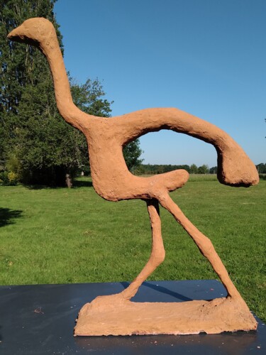 Sculpture intitulée "autruche" par Christian Vial, Œuvre d'art originale, Résine