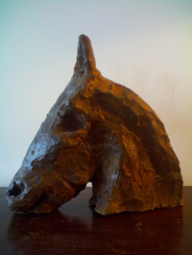 Sculpture intitulée "cheval roux" par Christian Vial, Œuvre d'art originale, Terre cuite