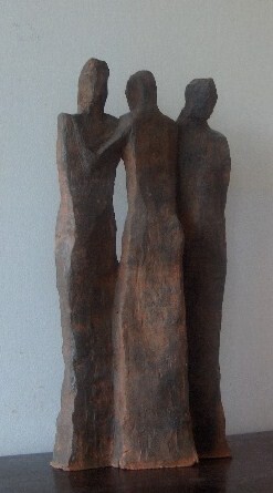 Sculpture titled "Les Parques" by Christian Vial, Original Artwork, Terra cotta