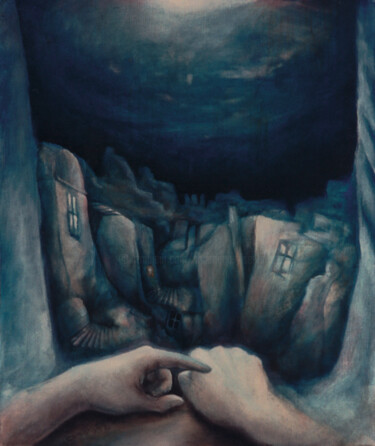 Schilderij getiteld "La nuit" door Christiana Visentin Gajoni, Origineel Kunstwerk, Olie