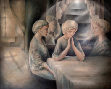 Schilderij getiteld "Les deux miroirs" door Christiana Visentin Gajoni, Origineel Kunstwerk, Olie