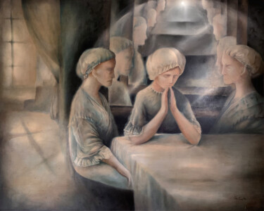 Malerei mit dem Titel "Les deux miroirs" von Christiana Visentin Gajoni, Original-Kunstwerk, Öl