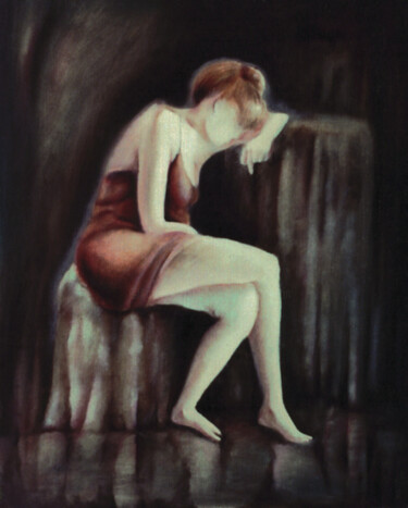 Peinture intitulée "maman assise sur le…" par Christiana Visentin Gajoni, Œuvre d'art originale, Huile