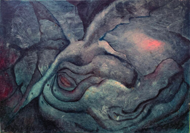 Malerei mit dem Titel "Bleu vagin" von Christiana Visentin Gajoni, Original-Kunstwerk, Öl