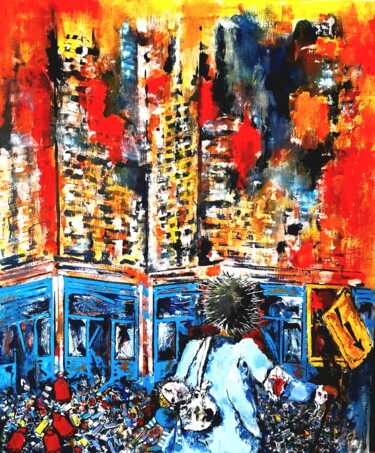 Painting titled "DERELICTION ou l'en…" by Christian Cacaly, Original Artwork, Acrylic Mounted on Wood Stretcher frame
