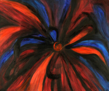 Painting titled "Implosion" by Christiane Arques, Original Artwork, Oil Mounted on Wood Stretcher frame