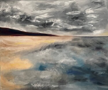 Malerei mit dem Titel "Ocean gris" von Christiane Arques, Original-Kunstwerk, Öl