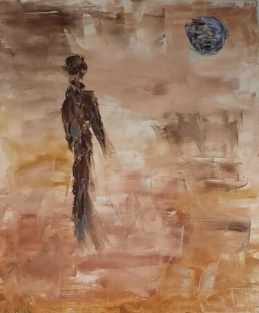 Painting titled "Solitude" by Christiane Arques, Original Artwork, Oil