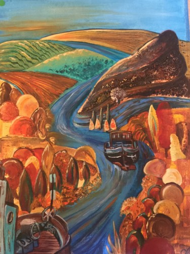 Pintura titulada "La rivière sauvage" por Christiane Biache, Obra de arte original, Acrílico