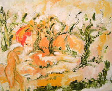 Peinture intitulée "Le sous bois" par Christiane Casanova, Œuvre d'art originale, Huile Monté sur Châssis en bois