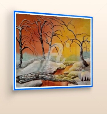 Peinture intitulée "Une aurore en hiver" par Amarante, Œuvre d'art originale, Acrylique