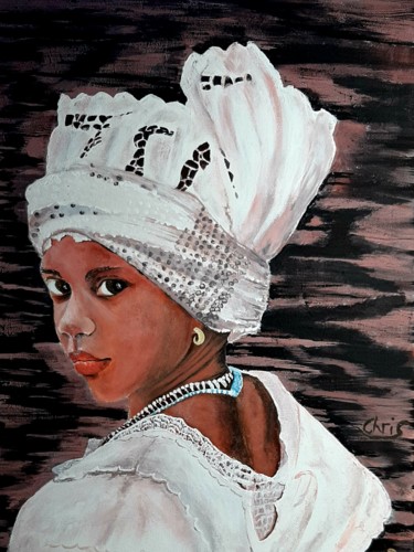 Pintura titulada "Fille habit blanc G…" por Christiane Cucinelli (Chris), Obra de arte original, Acrílico