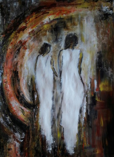 Painting titled "NOUS DEUX" by Christiane Guerry, Original Artwork, Acrylic Mounted on Plexiglass