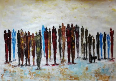 Painting titled "TOUS ENSEMBLE" by Christiane Guerry, Original Artwork, Acrylic