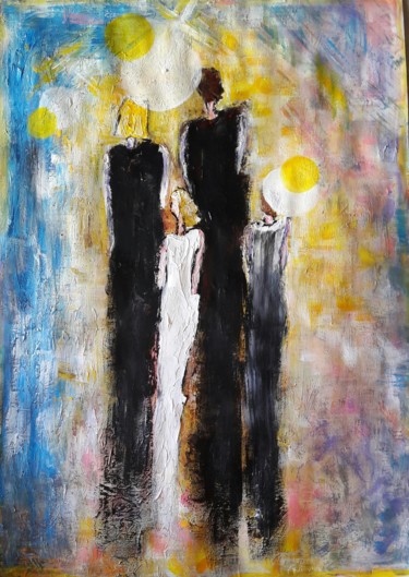 Schilderij getiteld "Family" door Christiane Guerry, Origineel Kunstwerk, Acryl