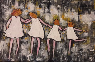 Painting titled "Les Petites Filles" by Christiane Guerry, Original Artwork, Acrylic