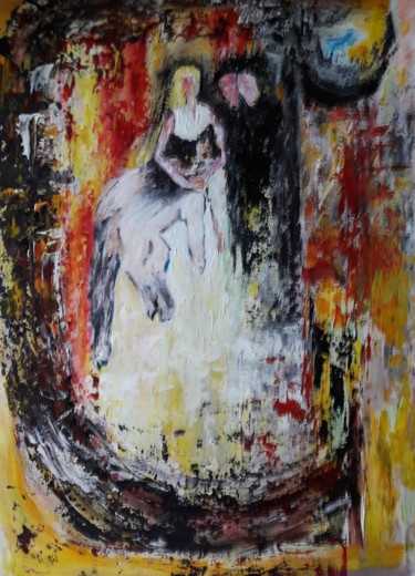 Painting titled "MY CAT" by Christiane Guerry, Original Artwork, Acrylic