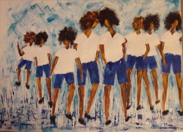 Peinture intitulée "L'école des garçons" par Christiane Guerry, Œuvre d'art originale, Acrylique