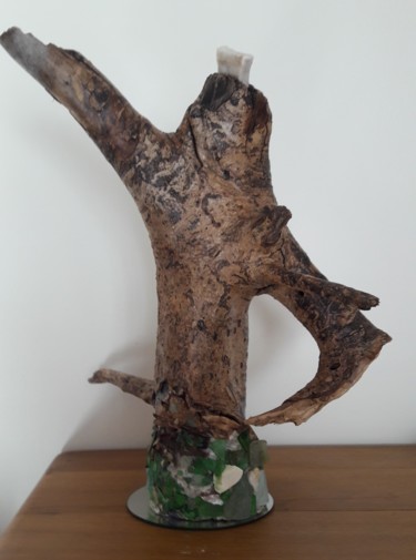 Sculpture titled "Infarctus" by Christiane Guerry, Original Artwork, Wood