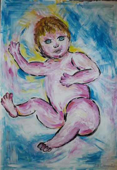 Painting titled "Lorsque l'enfant pa…" by Christiane Guerry, Original Artwork, Acrylic