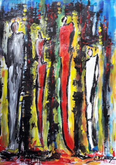Painting titled "Les Portes" by Christiane Guerry, Original Artwork, Acrylic