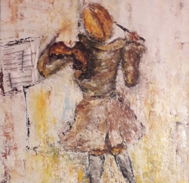 Malerei mit dem Titel "Mozart le Génie II" von Christiane Guerry, Original-Kunstwerk, Acryl Auf Keilrahmen aus Holz montiert