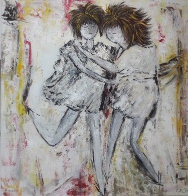 Painting titled "Chut... écoutes mon…" by Christiane Guerry, Original Artwork, Acrylic Mounted on Wood Stretcher frame