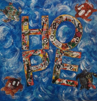 Malerei mit dem Titel "Save the Turtles" von Christiane Guerry, Original-Kunstwerk, Acryl