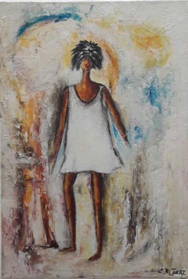 Painting titled "MA SOLITUDE" by Christiane Guerry, Original Artwork, Acrylic Mounted on Wood Stretcher frame