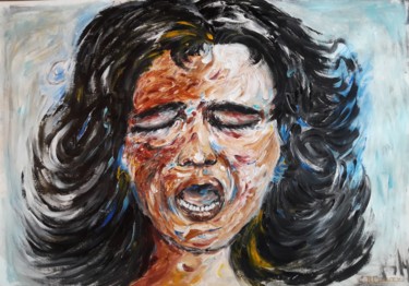 Painting titled "UN CRI" by Christiane Guerry, Original Artwork, Acrylic Mounted on Plexiglass