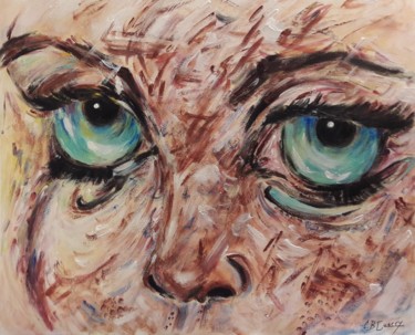 Painting titled "CE REGARD" by Christiane Guerry, Original Artwork, Acrylic Mounted on Wood Stretcher frame