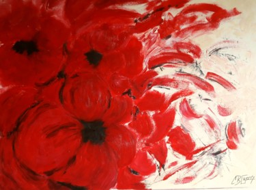 Schilderij getiteld "FLORALIES" door Christiane Guerry, Origineel Kunstwerk, Acryl Gemonteerd op Frame voor houten brancard