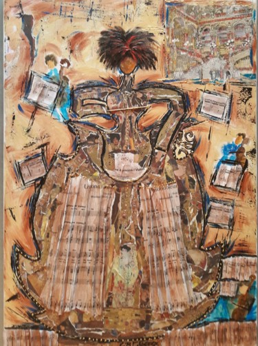 Pintura intitulada "DIVA AU VIOLON" por Christiane Guerry, Obras de arte originais, Acrílico Montado em Armação em madeira