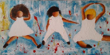 Painting titled "copines" by Christiane Guerry, Original Artwork, Acrylic Mounted on Wood Stretcher frame