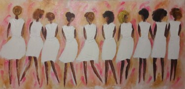 Painting titled "LE DONNE" by Christiane Guerry, Original Artwork, Acrylic Mounted on Wood Stretcher frame