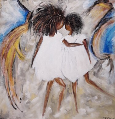 Painting titled "THE GIRLS" by Christiane Guerry, Original Artwork, Acrylic Mounted on Wood Stretcher frame