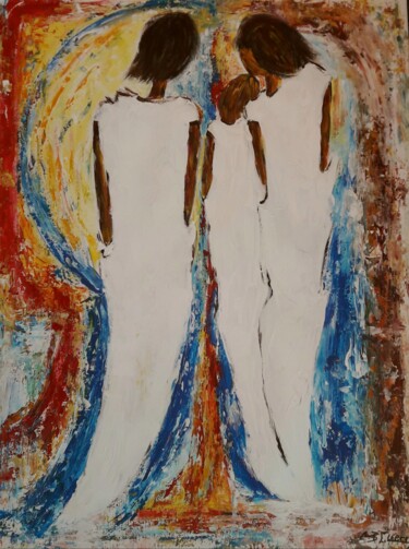 Schilderij getiteld "NOUS TROIS" door Christiane Guerry, Origineel Kunstwerk, Acryl Gemonteerd op Plexiglas