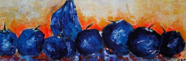 Painting titled "LES FRUITS BLEUS" by Christiane Guerry, Original Artwork, Acrylic Mounted on Wood Stretcher frame